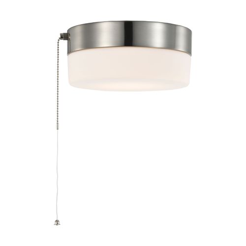 Main product image of 12 Watt 8" LED Flush Mount Fixture w/ Pull Chain Brushed Nickel w/ Frosted Glass