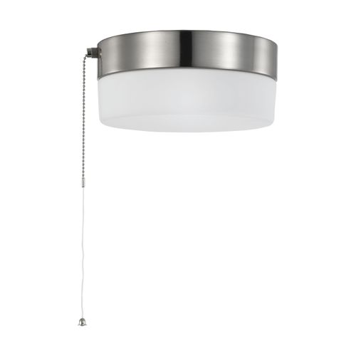 Main product image of 12 Watt 8" LED Flush Mount Fixture w/ Pull Chain Brushed Nickel w/ Frosted Glass