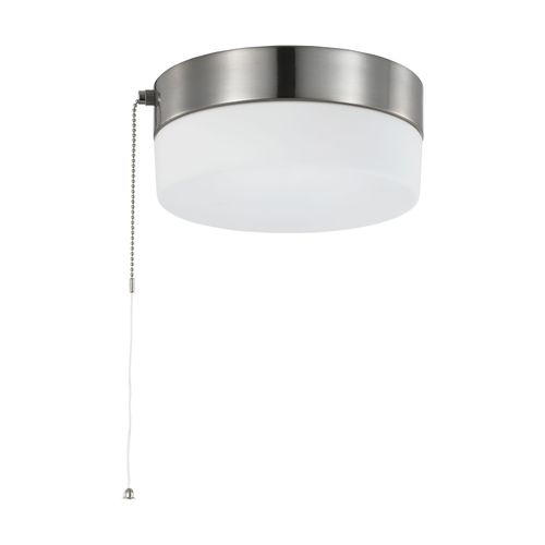 Main product image of 12 Watt 8" LED Flush Mount Fixture w/ Pull Chain Brushed Nickel w/ Frosted Glass