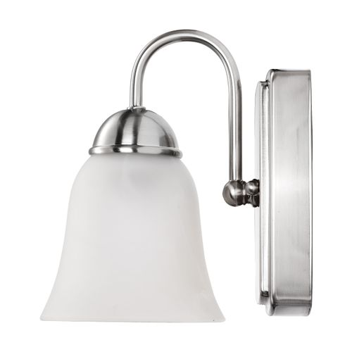 Main product image of 8 Watt LED 1 Light Vanity Fixture 3000K Brushed Nickel w/ Alabaster Glass