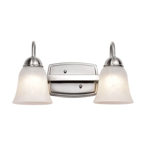 Main product image of 15 Watt LED 2 Light Vanity Fixture 3000K Brushed Nickel w/ Alabaster Glass