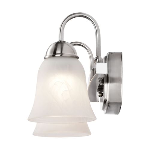 Main product image of 15 Watt LED 2 Light Vanity Fixture 3000K Brushed Nickel w/ Alabaster Glass