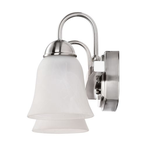 Main product image of 15 Watt LED 2 Light Vanity Fixture 3000K Brushed Nickel w/ Alabaster Glass