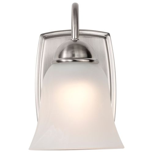 Main product image of 8 Watt LED 1 Light Vanity Fixture 3000K Brushed Nickel w/ Alabaster Glass w/ Switch