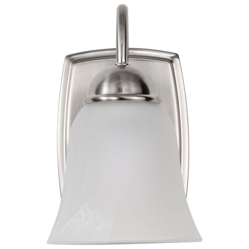 Main product image of 8 Watt LED 1 Light Vanity Fixture 3000K Brushed Nickel w/ Alabaster Glass w/ Switch