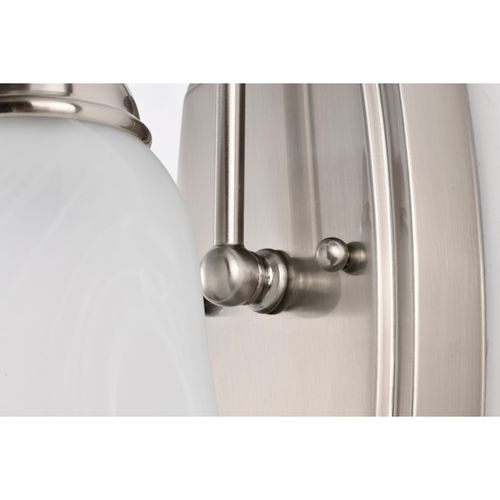 Main product image of 8 Watt LED 1 Light Vanity Fixture 3000K Brushed Nickel w/ Alabaster Glass w/ Switch