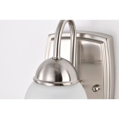 Main product image of 8 Watt LED 1 Light Vanity Fixture 3000K Brushed Nickel w/ Alabaster Glass w/ Switch