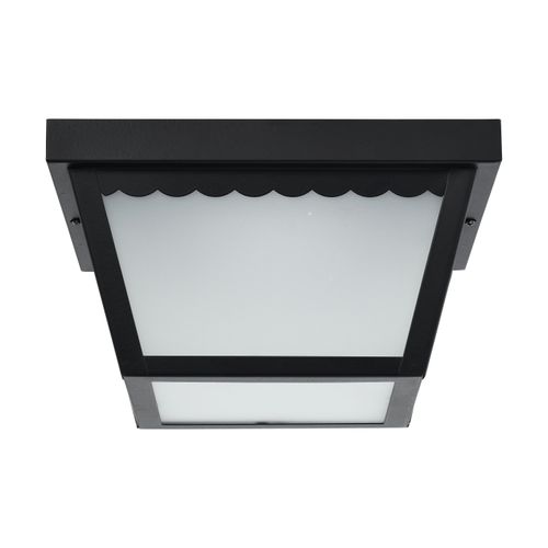 Main product image of 12 Watt 9" LED Carport Flush Mount Fixture 3000K Dimmable Black Finish w/ Frosted Glass