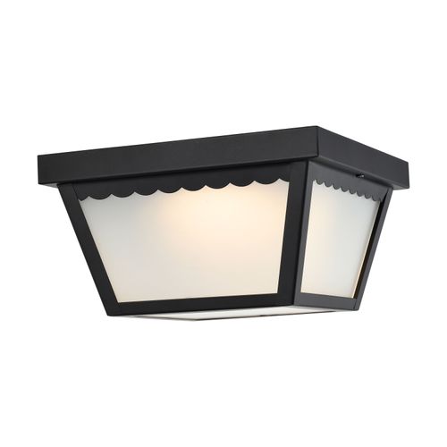 Main product image of 12 Watt 9" LED Carport Flush Mount Fixture 3000K Dimmable Black Finish w/ Frosted Glass