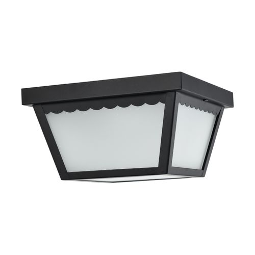 Main product image of 12 Watt 9" LED Carport Flush Mount Fixture 3000K Dimmable Black Finish w/ Frosted Glass