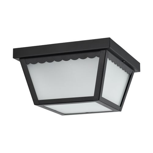 Main product image of 12 Watt 9" LED Carport Flush Mount Fixture 3000K Dimmable Black Finish w/ Frosted Glass