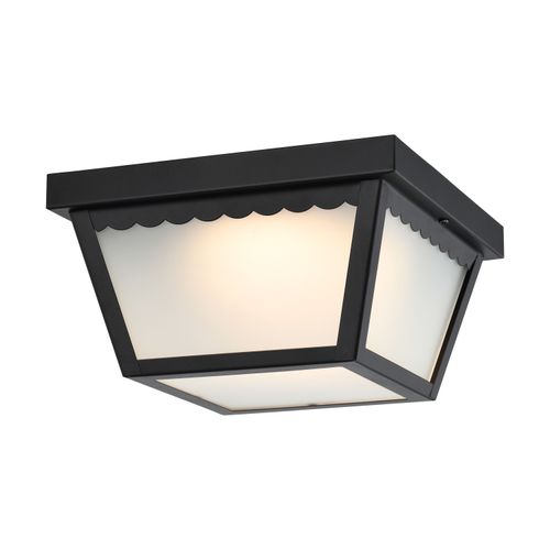Main product image of 12 Watt 9" LED Carport Flush Mount Fixture 3000K Dimmable Black Finish w/ Frosted Glass