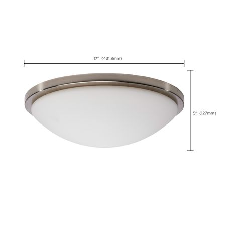Main product image of Button 17 Inch LED Flush Mount Fixture Brushed Nickel Finish CCT Selectable 120 Volts