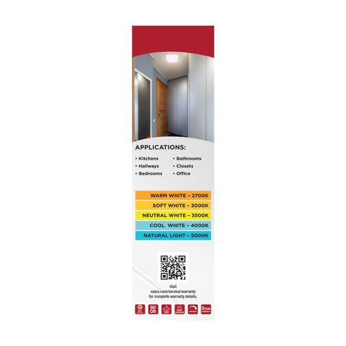 Main product image of 11" LED Cloud Fixture with Sensor, 11.5Ws, 27K/30K/35K/40K/50K CCT Selectable, Square Shape, White Finish, 120V