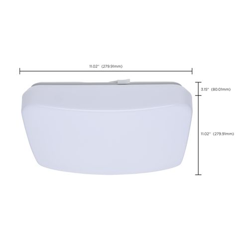 Main product image of 11" LED Cloud Fixture with Sensor, 11.5Ws, 27K/30K/35K/40K/50K CCT Selectable, Square Shape, White Finish, 120V