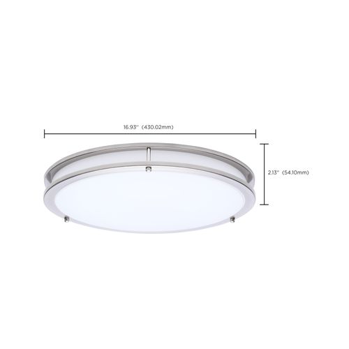 Main product image of Glamour, LED 17" Flush Mount, Brushed Nickel Finish, 27K/3K/35K/4K/5K CCT Selectable
