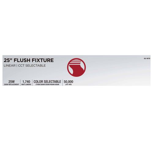 Main product image of Glamour, LED 25" Linear Flush Mount, Brushed Nickel Finish, 27K/3K/35K/4K/5K CCT Selectable