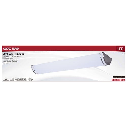 Main product image of Glamour, LED 50" Linear Flush Mount, Brushed Nickel Finish, 27K/3K/35K/4K/5K CCT Selectable
