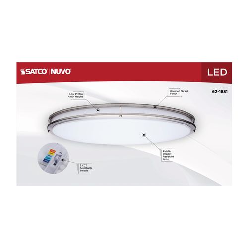 Main product image of Glamour, LED 32" Oval Flush Mount, Brushed Nickel Finish, 27K/3K/35K/4K/5K CCT Selectable