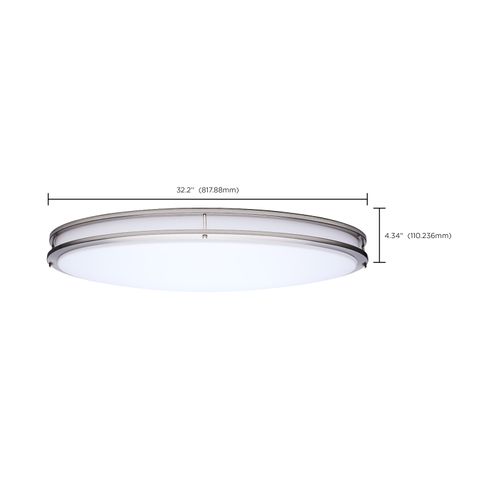 Main product image of Glamour, LED 32" Oval Flush Mount, Brushed Nickel Finish, 27K/3K/35K/4K/5K CCT Selectable