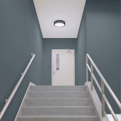 Main product image of Glamour, 13" LED Flush Mount, Emergency Battery, CCT Selectable, Black Finish
