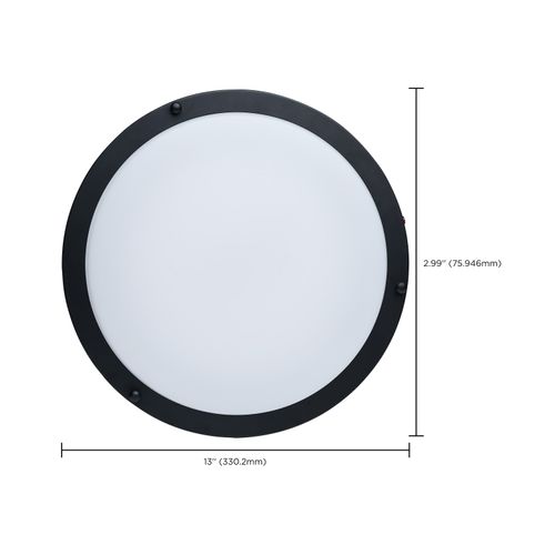 Main product image of Glamour, 13" LED Flush Mount, Emergency Battery, CCT Selectable, Black Finish