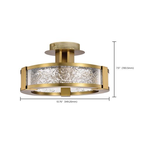 Main product image of Darrow 13 Inch LED Semi Flush Vintage Brass Acrylic Panels