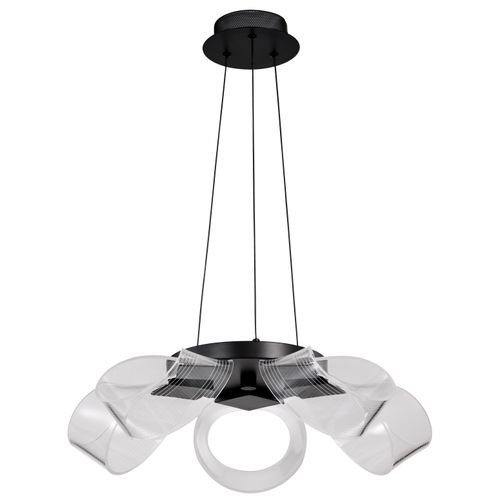 Main product image of Barnett 21 Inch LED 5 Light Chandelier Matte Black Silk Screened Acrylic Lens