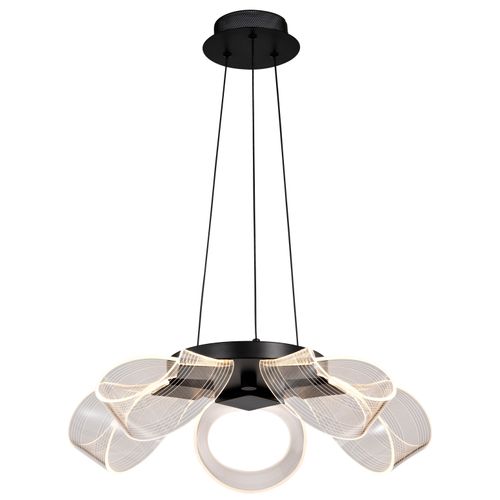 Main product image of Barnett 21 Inch LED 5 Light Chandelier Matte Black Silk Screened Acrylic Lens