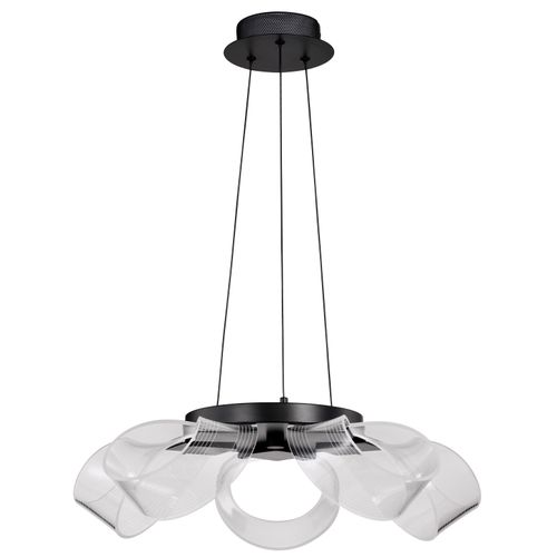 Main product image of Barnett 21 Inch LED 5 Light Chandelier Matte Black Silk Screened Acrylic Lens