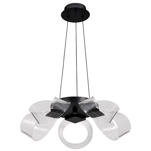 Main product image of Barnett 21 Inch LED 5 Light Chandelier Matte Black Silk Screened Acrylic Lens