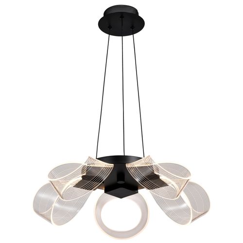 Main product image of Barnett 21 Inch LED 5 Light Chandelier Matte Black Silk Screened Acrylic Lens