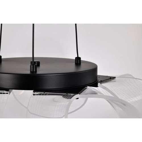 Main product image of Barnett 21 Inch LED 5 Light Chandelier Matte Black Silk Screened Acrylic Lens