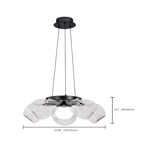 Main product image of Barnett 21 Inch LED 5 Light Chandelier Matte Black Silk Screened Acrylic Lens