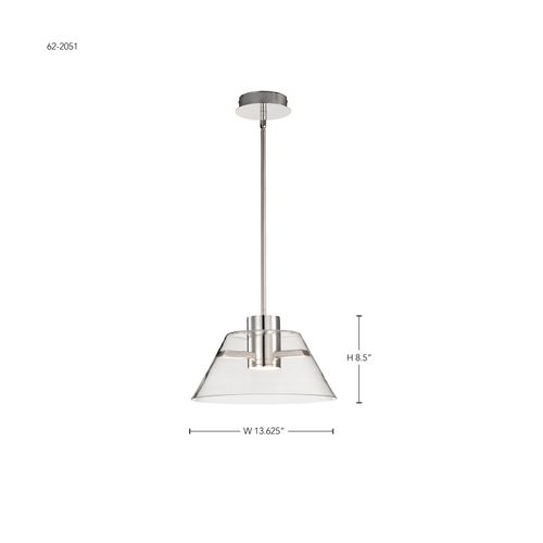 Main product image of Edmond 14 Inch LED Pendant Polished Nickel w/ Clear Glass