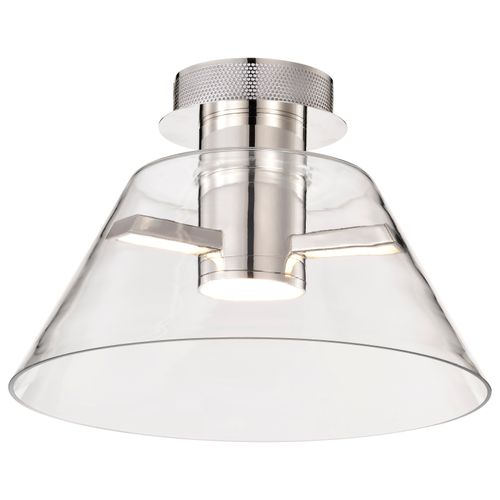 Main product image of Edmond 14 Inch LED Semi Flush Polished Nickel w/ Clear Glass