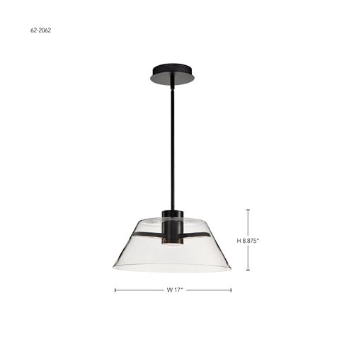 Main product image of Edmond 17 Inch LED Pendant Matte Black w/ Clear Glass