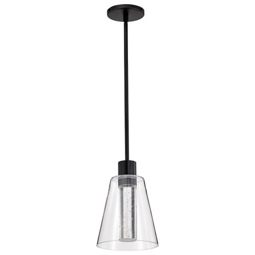Main product image of Aura 7 Inch LED Pendant Matte Black K9 Bubble Crystal 3000K CCT