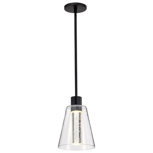 Main product image of Aura 7 Inch LED Pendant Matte Black K9 Bubble Crystal 3000K CCT