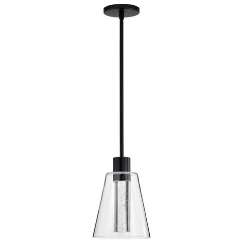 Main product image of Aura 7 Inch LED Pendant Matte Black K9 Bubble Crystal 3000K CCT