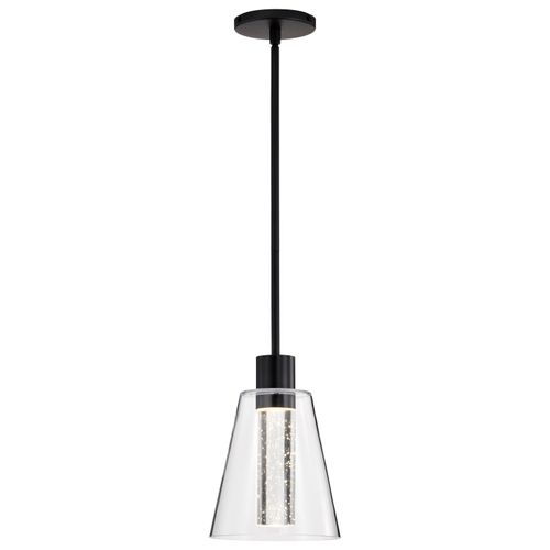 Main product image of Aura 7 Inch LED Pendant Matte Black K9 Bubble Crystal 3000K CCT