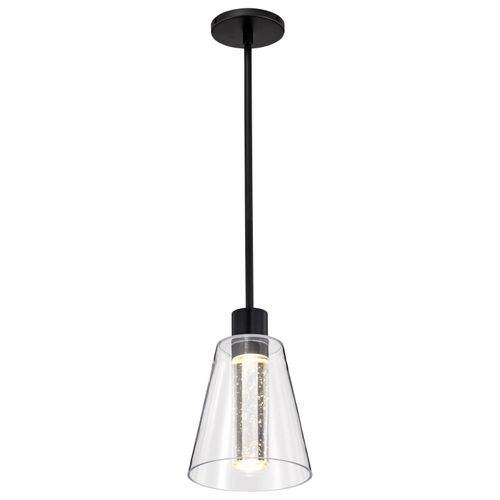 Main product image of Aura 7 Inch LED Pendant Matte Black K9 Bubble Crystal 3000K CCT