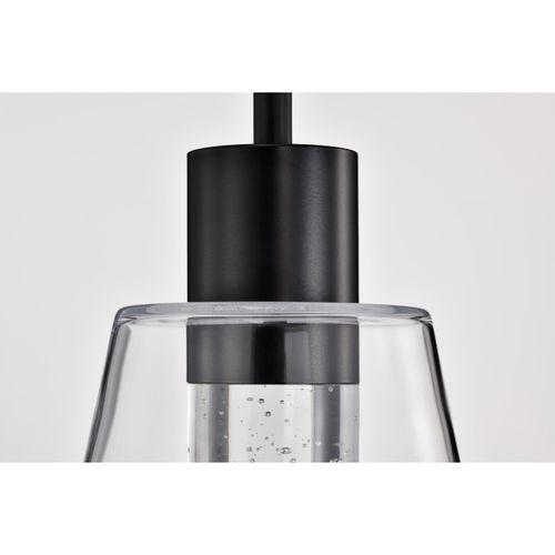 Main product image of Aura 7 Inch LED Pendant Matte Black K9 Bubble Crystal 3000K CCT