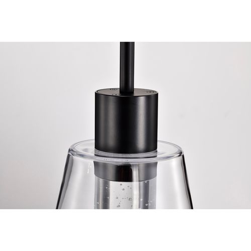 Main product image of Aura 7 Inch LED Pendant Matte Black K9 Bubble Crystal 3000K CCT