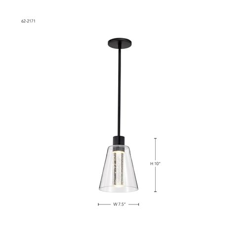 Main product image of Aura 7 Inch LED Pendant Matte Black K9 Bubble Crystal 3000K CCT