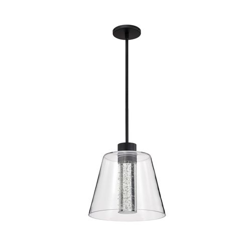 Main product image of Aura 12 Inch LED Pendant Matte Black K9 Bubble Crystal 3000K CCT