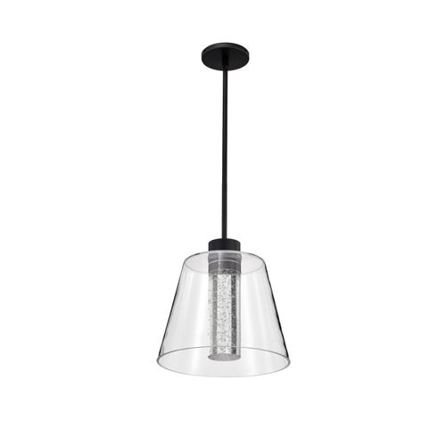Main product image of Aura 12 Inch LED Pendant Matte Black K9 Bubble Crystal 3000K CCT