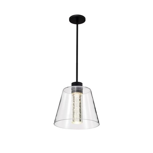 Main product image of Aura 12 Inch LED Pendant Matte Black K9 Bubble Crystal 3000K CCT