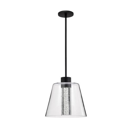 Main product image of Aura 12 Inch LED Pendant Matte Black K9 Bubble Crystal 3000K CCT