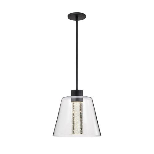 Main product image of Aura 12 Inch LED Pendant Matte Black K9 Bubble Crystal 3000K CCT
